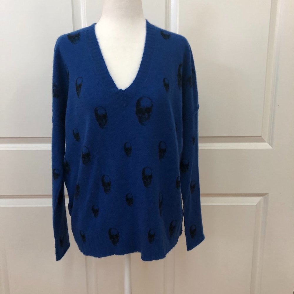 Skull Cashmere V Neck Cashmere Sweater